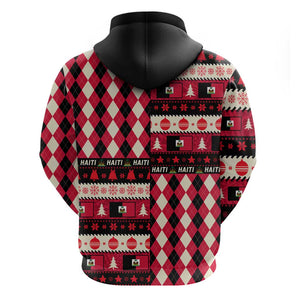 Afro Haiti 1964 Christmas Zip Hoodie Jwaye Nowe Neg Marron With Coat Of Arms - African Pride