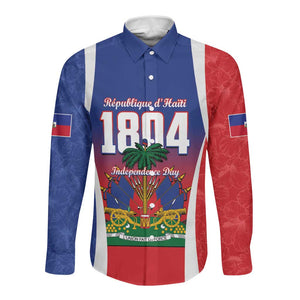 Personalized Haiti 1804 Long Sleeve Button Shirt Happy Ayiti Independence Day - African Pride