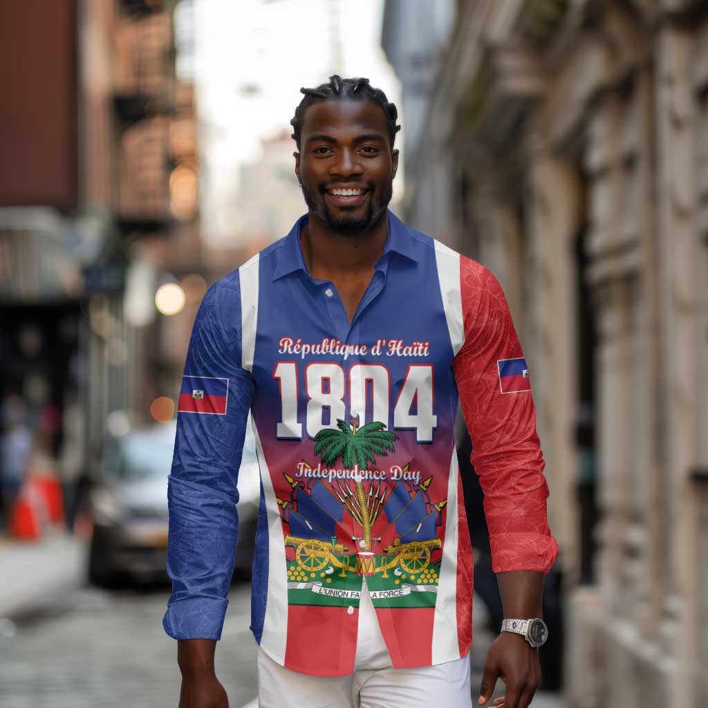 Personalized Haiti 1804 Long Sleeve Button Shirt Happy Ayiti Independence Day - African Pride