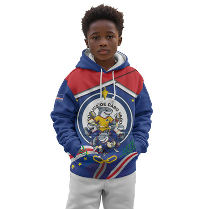 Cape Verde 2026 Football Kid Hoodie Orgulho Tubaroes Azuis Make History