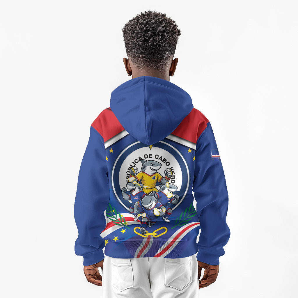 Cape Verde 2026 Football Kid Hoodie Orgulho Tubaroes Azuis Make History