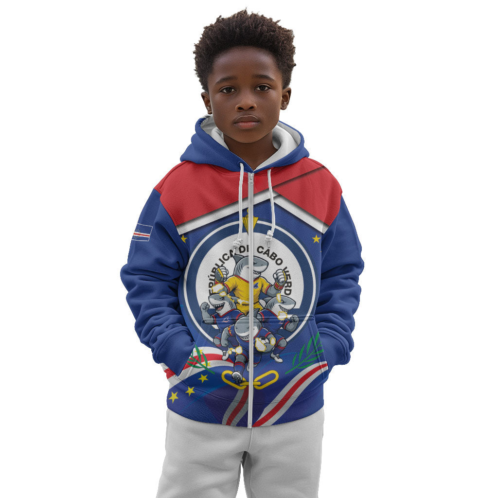 Cape Verde 2026 Football Kid Hoodie Orgulho Tubaroes Azuis Make History