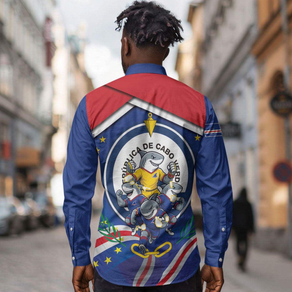 Cape Verde 2026 Football Long Sleeve Button Shirt Orgulho Tubaroes Azuis Make History