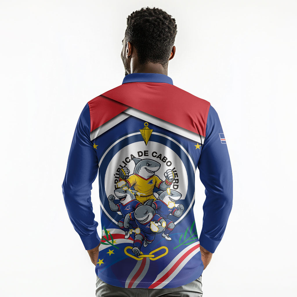 Cape Verde 2026 Football Long Sleeve Polo Shirt Orgulho Tubaroes Azuis Make History