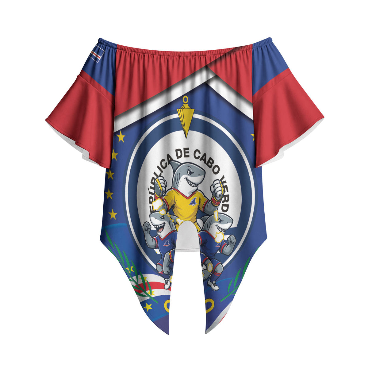 Cape Verde 2026 Football Off Shoulder Wrap Waist Top Orgulho Tubaroes Azuis Make History