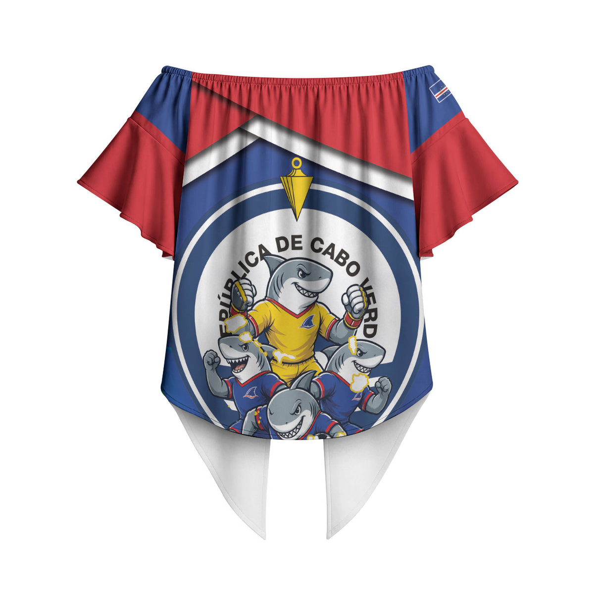 Cape Verde 2026 Football Off Shoulder Wrap Waist Top Orgulho Tubaroes Azuis Make History