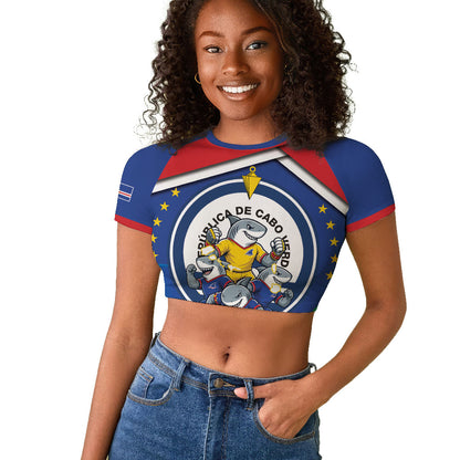 Cape Verde 2026 Football Raglan Cropped T shirt Orgulho Tubaroes Azuis Make History