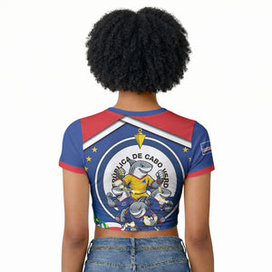 Cape Verde 2026 Football Raglan Cropped T shirt Orgulho Tubaroes Azuis Make History