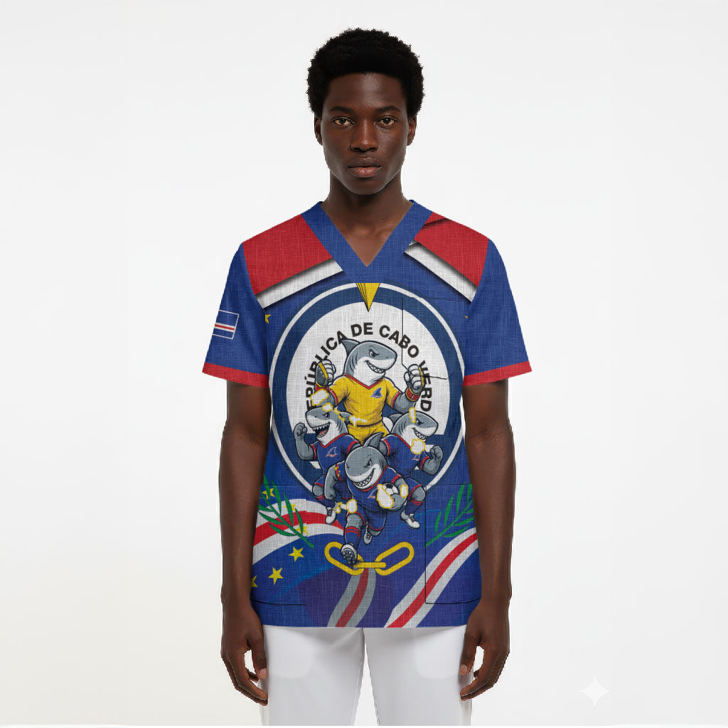 Cape Verde 2026 Football Scrub Top Orgulho Tubaroes Azuis Make History