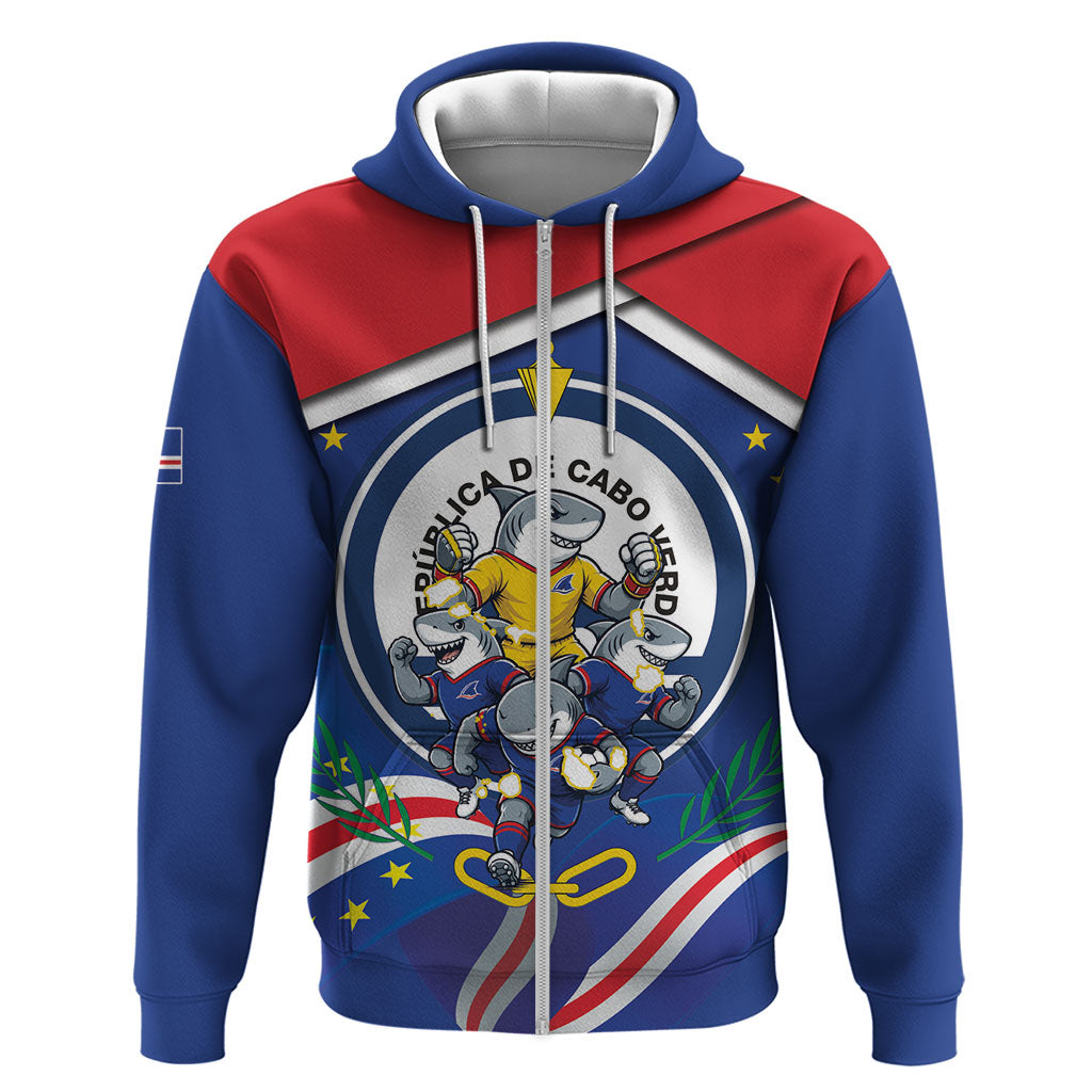 Cape Verde 2026 Football Zip Hoodie Orgulho Tubaroes Azuis Make History