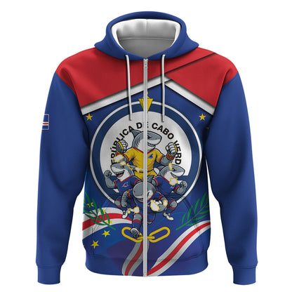 Cape Verde 2026 Football Zip Hoodie Orgulho Tubaroes Azuis Make History