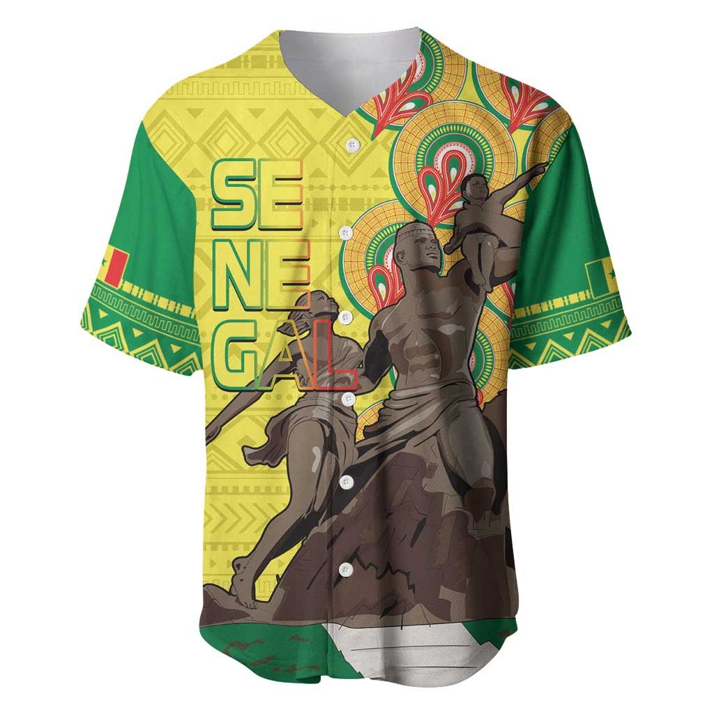 Senegal Monument de la Renaissance Baseball Jersey Africaine Ankara Pattern