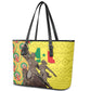 Senegal Monument de la Renaissance Leather Tote Bag Africaine Ankara Pattern