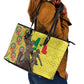 Senegal Monument de la Renaissance Leather Tote Bag Africaine Ankara Pattern