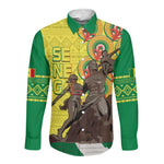 Senegal Monument de la Renaissance Long Sleeve Button Shirt Africaine Ankara Pattern
