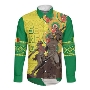 Senegal Monument de la Renaissance Long Sleeve Button Shirt Africaine Ankara Pattern