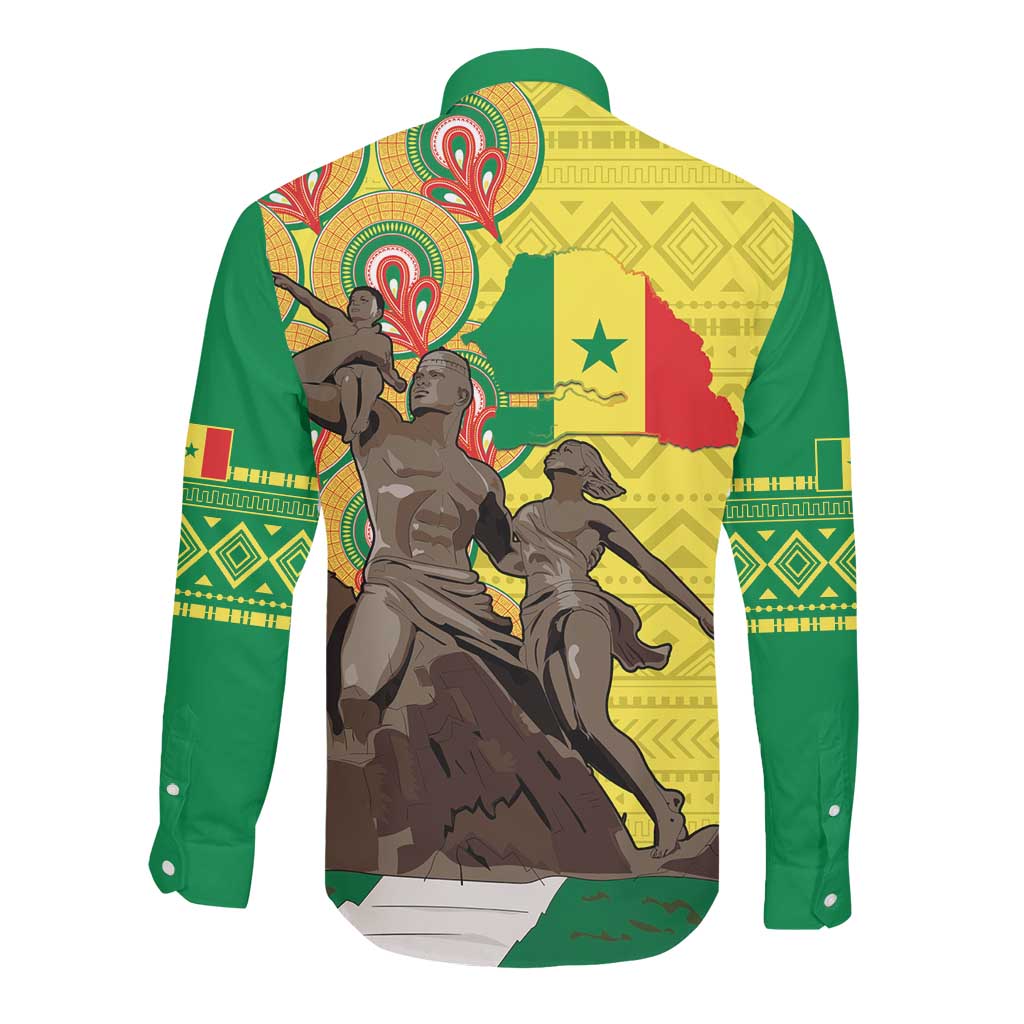 Senegal Monument de la Renaissance Long Sleeve Button Shirt Africaine Ankara Pattern