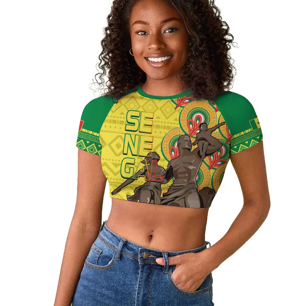 Senegal Monument de la Renaissance Raglan Cropped T shirt Africaine Ankara Pattern