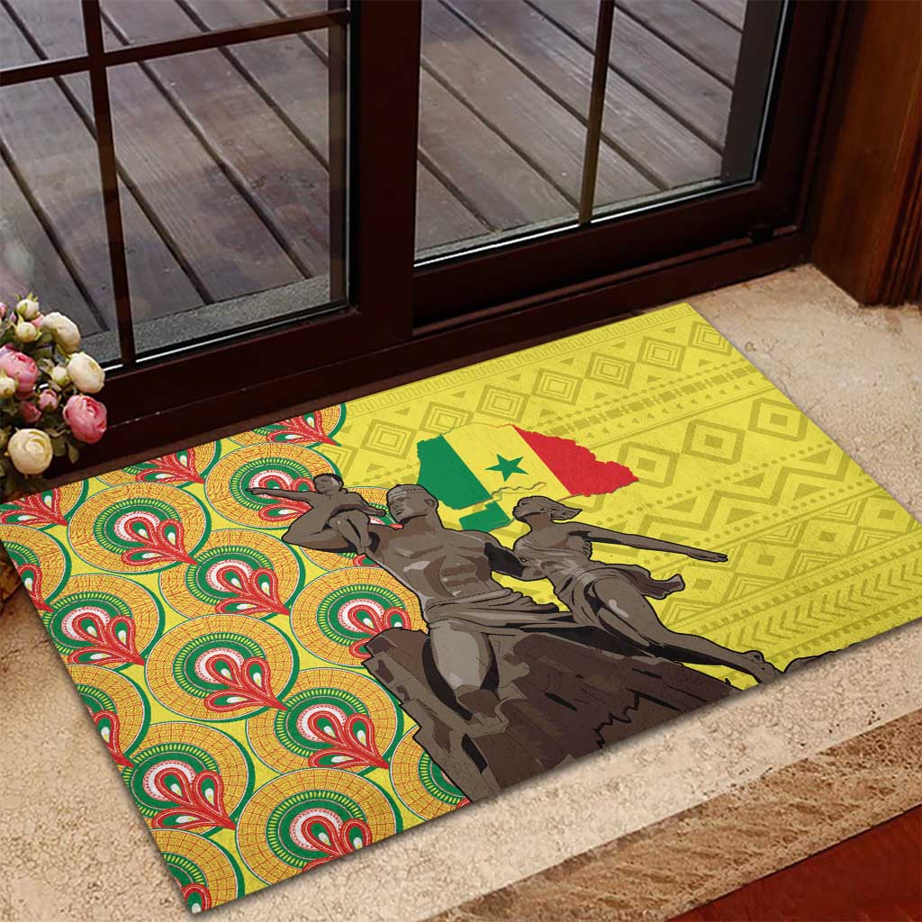 Senegal Monument de la Renaissance Rubber Doormat Africaine Ankara Pattern