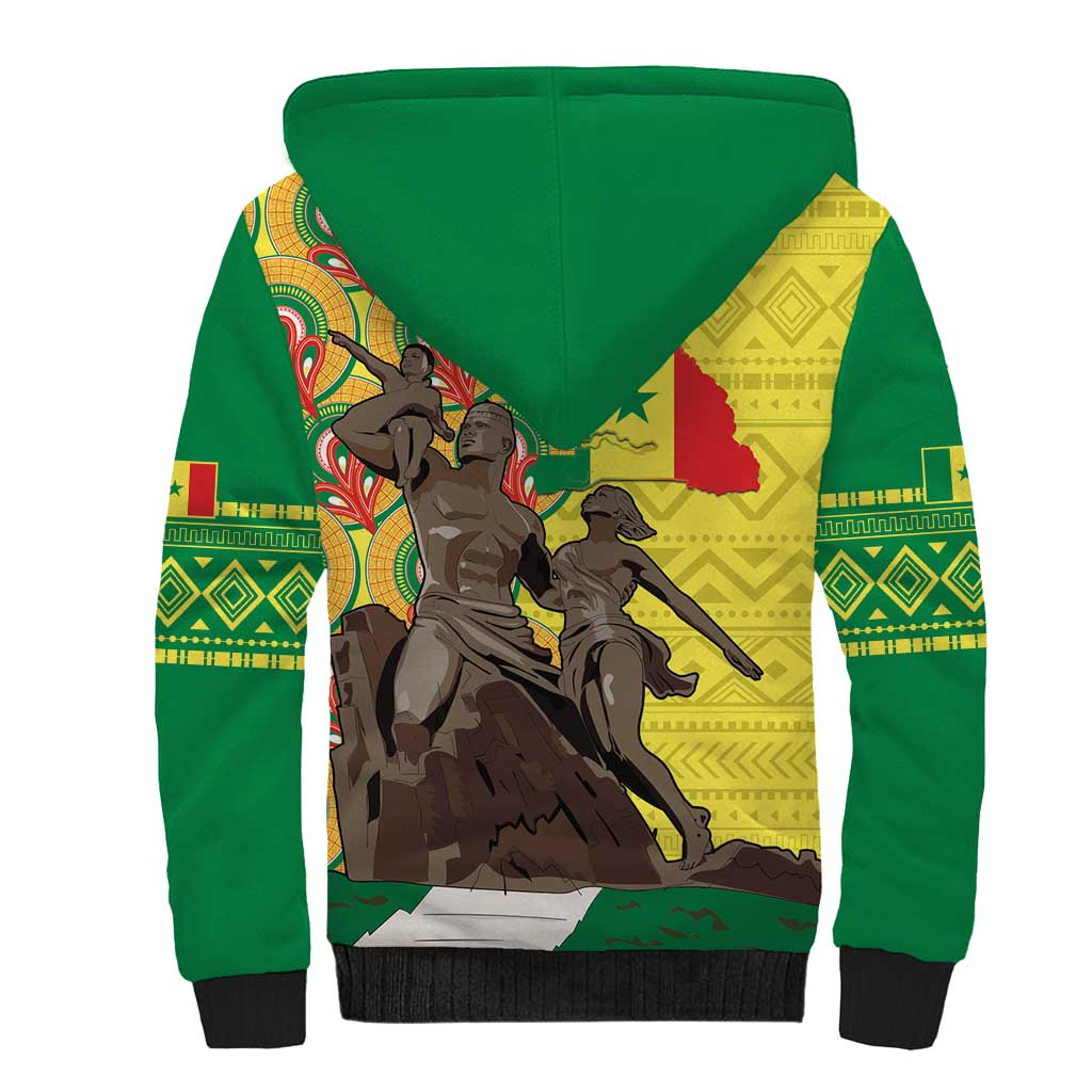 Senegal Monument de la Renaissance Sherpa Hoodie Africaine Ankara Pattern
