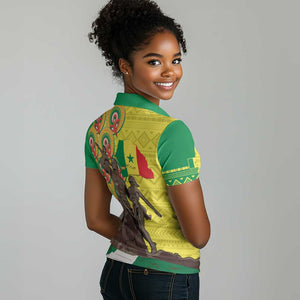 Senegal Monument de la Renaissance Women Polo Shirt Africaine Ankara Pattern