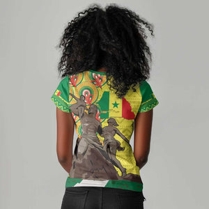 Senegal Monument de la Renaissance Women V-Neck T-Shirt Africaine Ankara Pattern