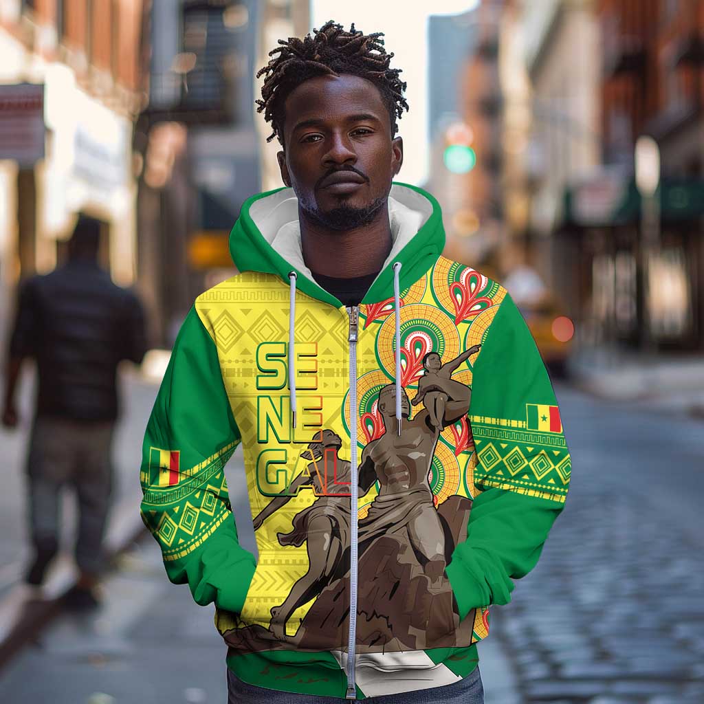 Senegal Monument de la Renaissance Zip Hoodie Africaine Ankara Pattern