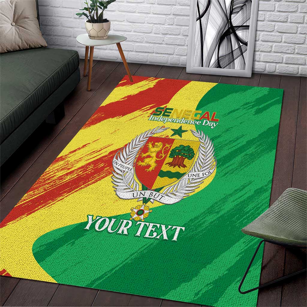 Afro Senegal Independence Day Area Rug Coat Of Arms Grunge Style