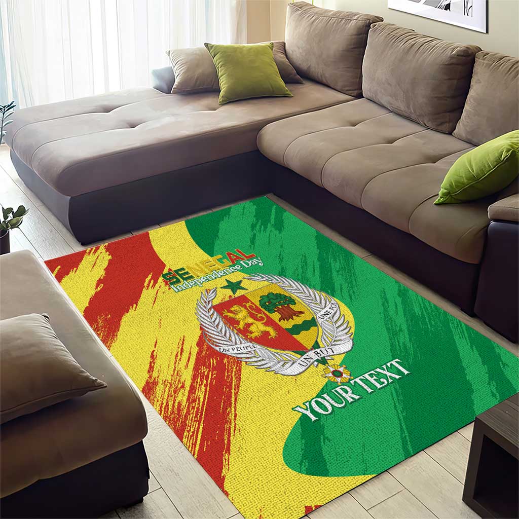 Afro Senegal Independence Day Area Rug Coat Of Arms Grunge Style