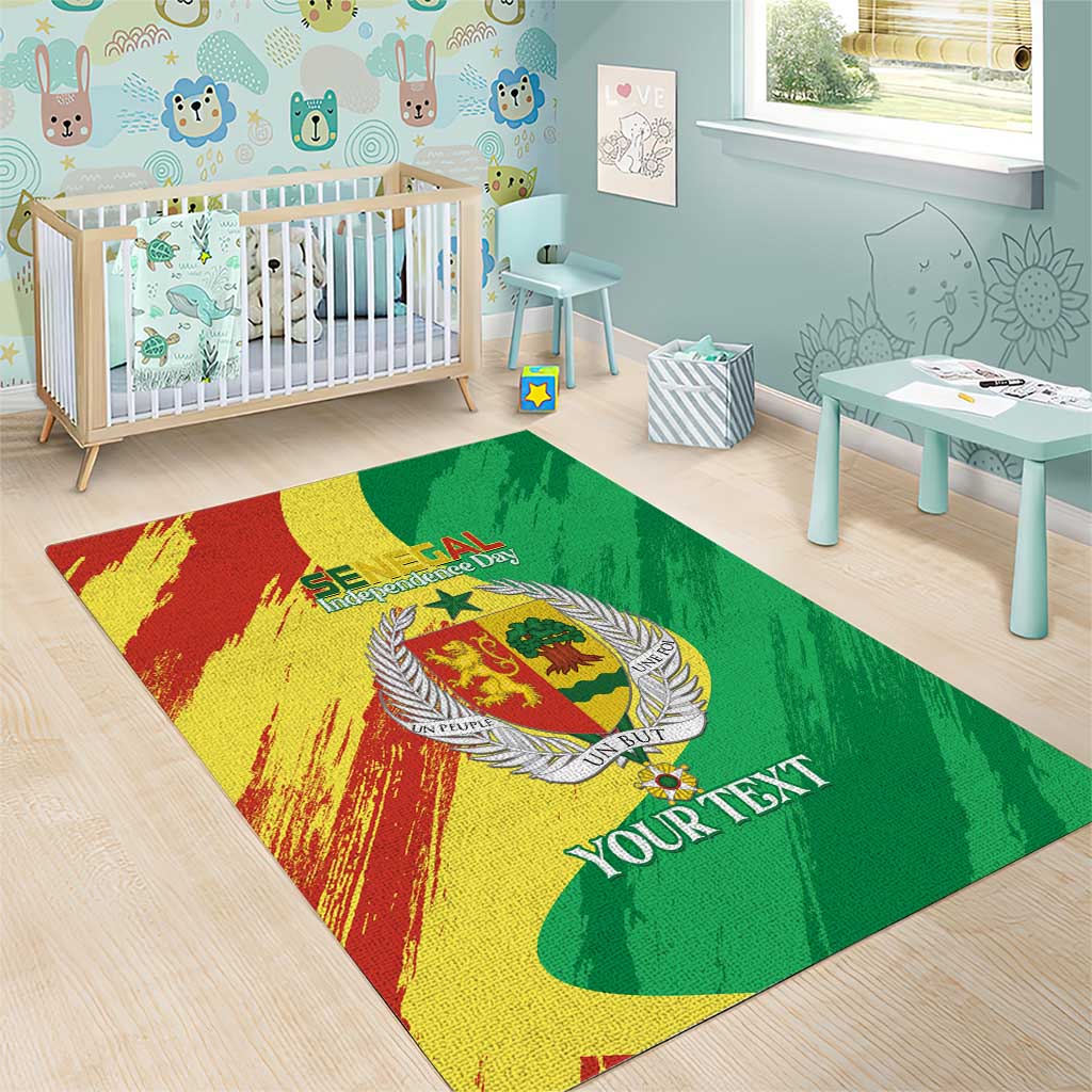 Afro Senegal Independence Day Area Rug Coat Of Arms Grunge Style