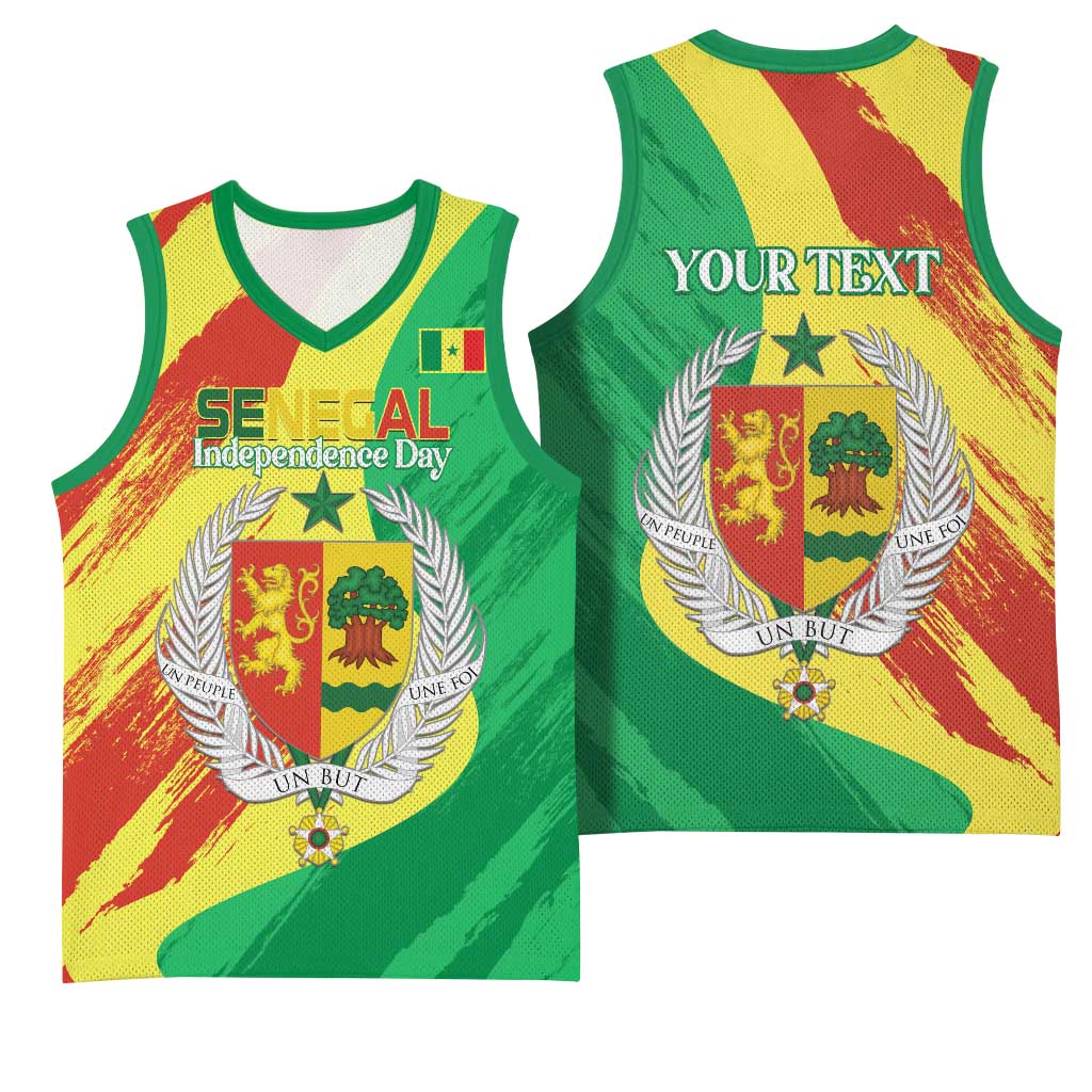 Afro Senegal Independence Day Basketball Jersey Coat Of Arms Grunge Style LT14