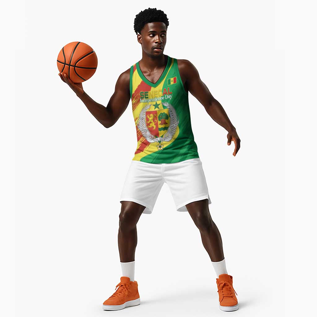 Afro Senegal Independence Day Basketball Jersey Coat Of Arms Grunge Style LT14