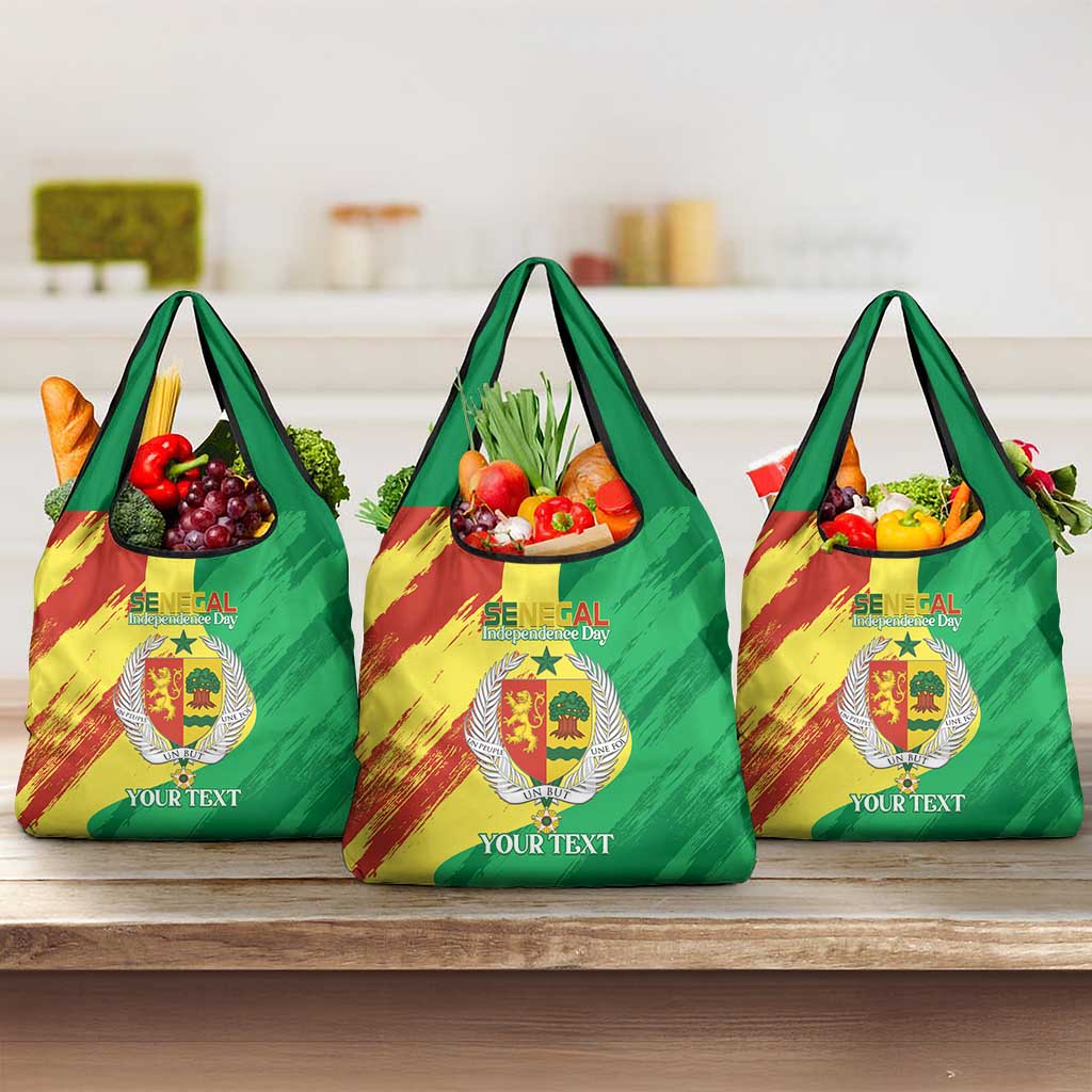Afro Senegal Independence Day Grocery Bag Coat Of Arms Grunge Style