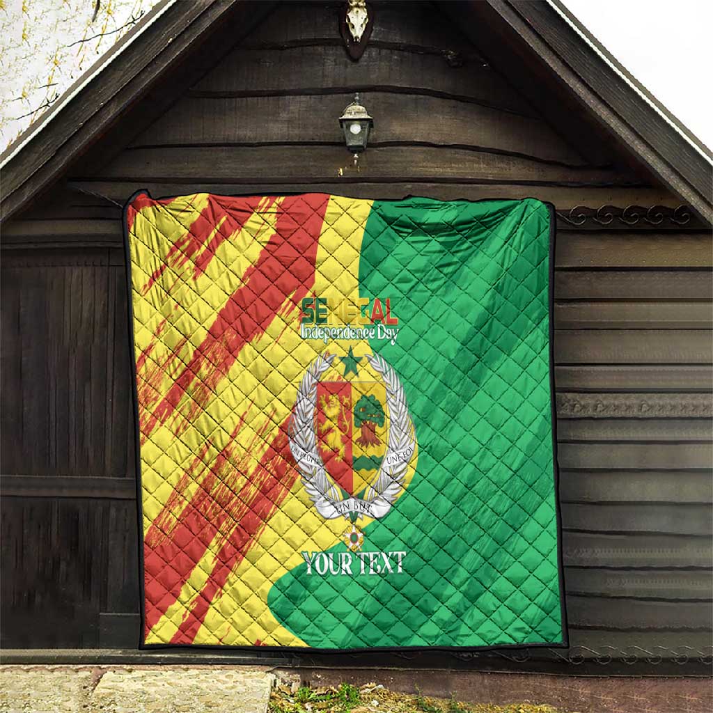 Afro Senegal Independence Day Quilt Coat Of Arms Grunge Style