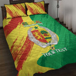 Afro Senegal Independence Day Quilt Bed Set Coat Of Arms Grunge Style