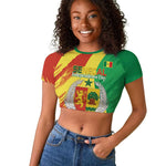 Afro Senegal Independence Day Raglan Cropped T shirt Coat Of Arms Grunge Style