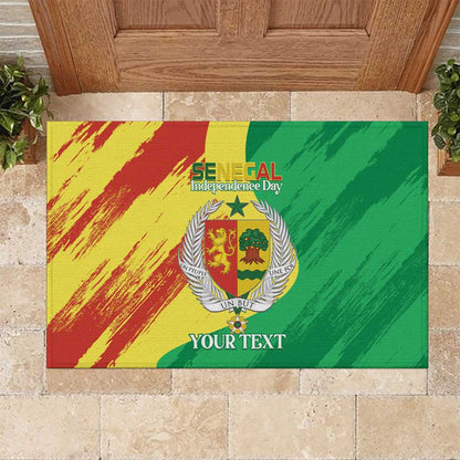 Afro Senegal Independence Day Rubber Doormat Coat Of Arms Grunge Style