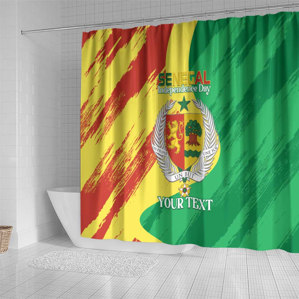 Afro Senegal Independence Day Shower Curtain Coat Of Arms Grunge Style