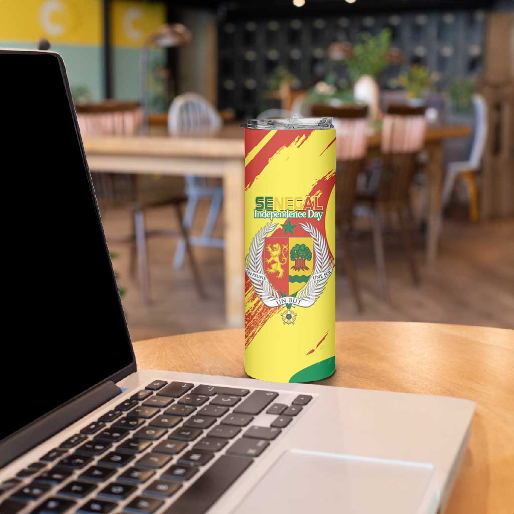 Afro Senegal Independence Day Skinny Tumbler Coat Of Arms Grunge Style