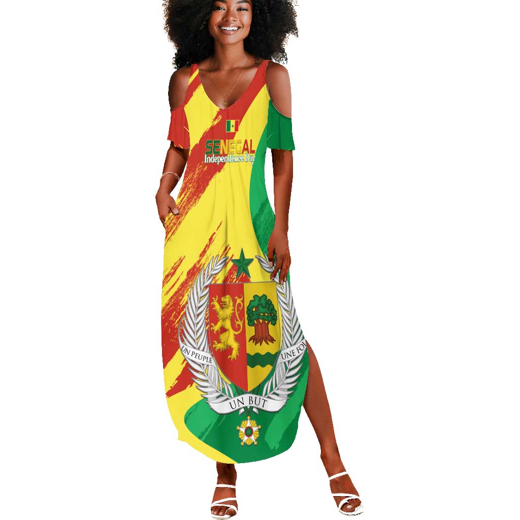 Afro Senegal Independence Day Summer Maxi Dress Coat Of Arms Grunge Style