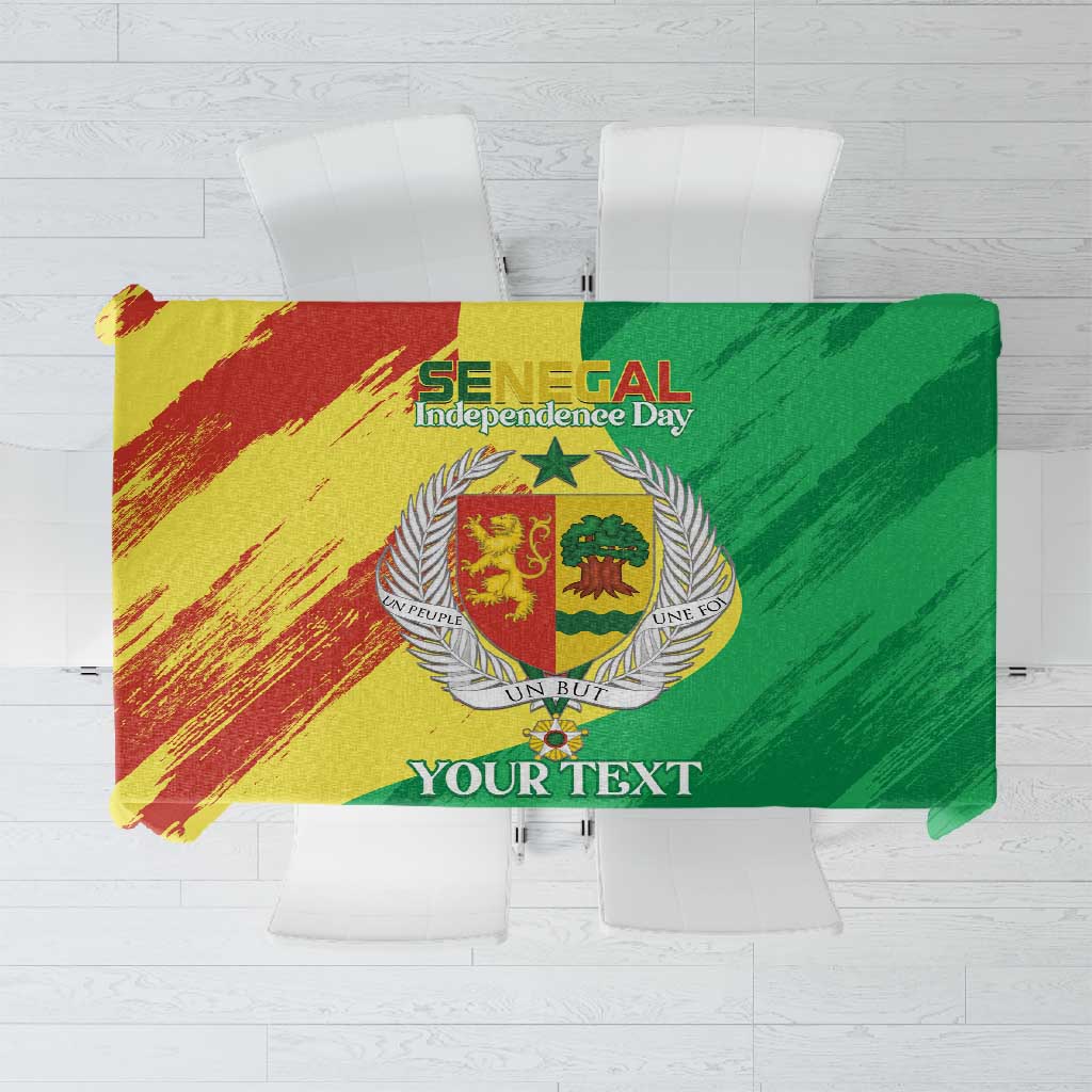 Afro Senegal Independence Day Tablecloth Coat Of Arms Grunge Style