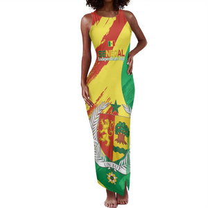 Afro Senegal Independence Day Tank Maxi Dress Coat Of Arms Grunge Style