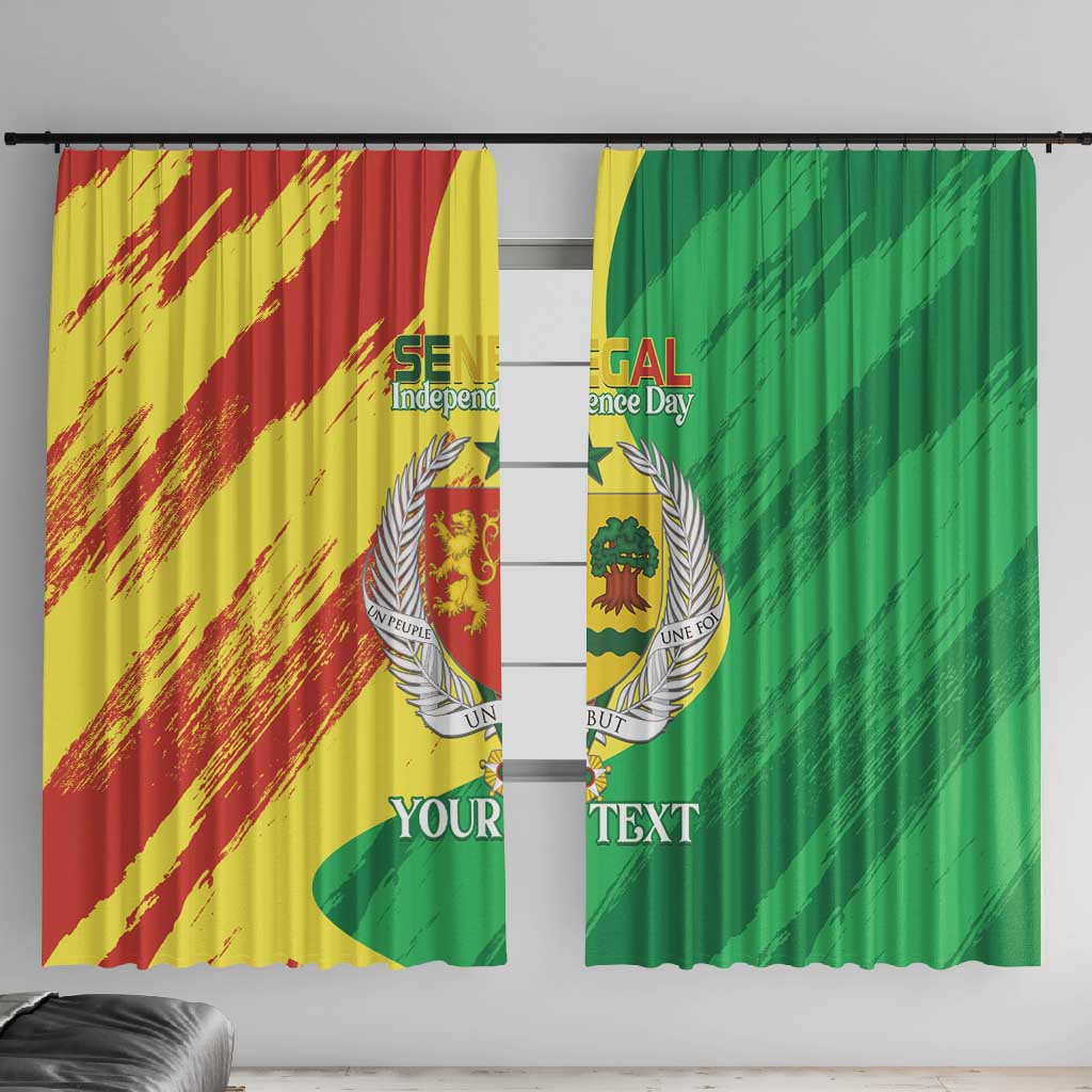 Afro Senegal Independence Day Window Curtain Coat Of Arms Grunge Style