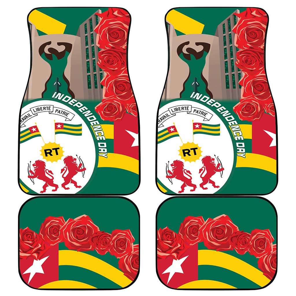 Republique Togolaise Monument de l'Independance Car Mats African Pinkish Rose Coat Of Arms