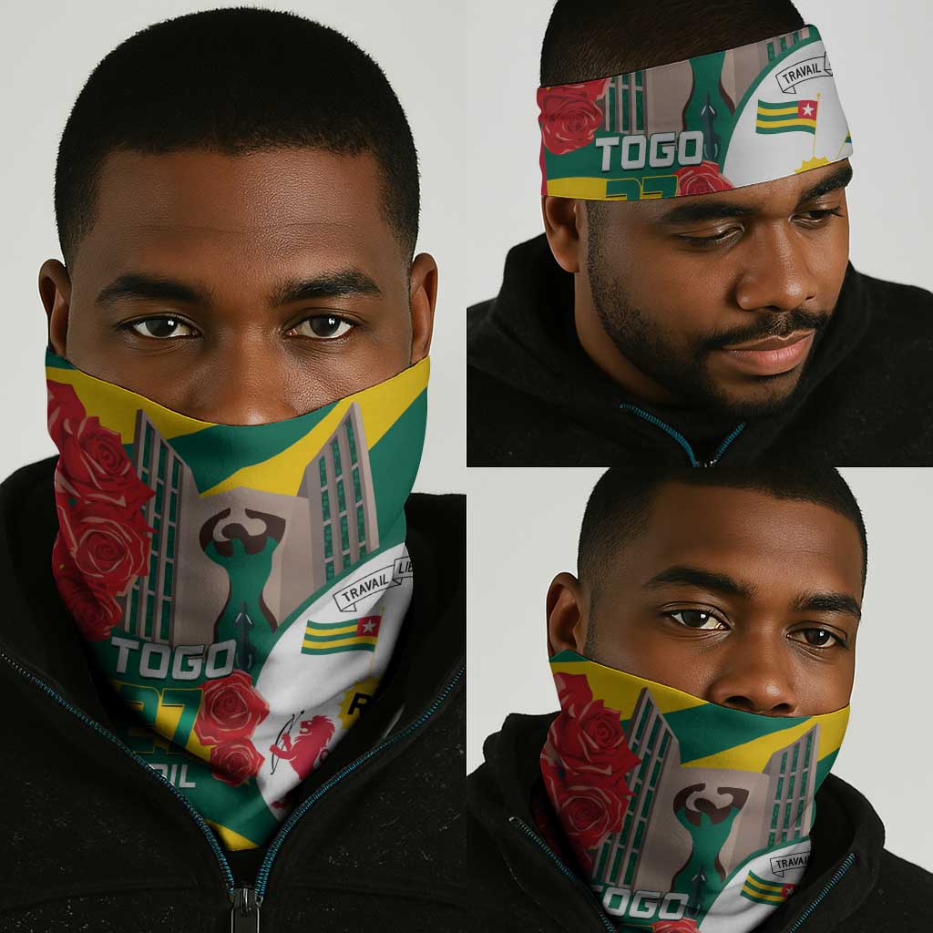 Republique Togolaise Monument de l'Independance Neck Gaiter African Pinkish Rose Coat Of Arms LT14