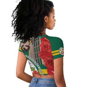 Republique Togolaise Monument de l'Independance Raglan Cropped T shirt African Pinkish Rose Coat Of Arms