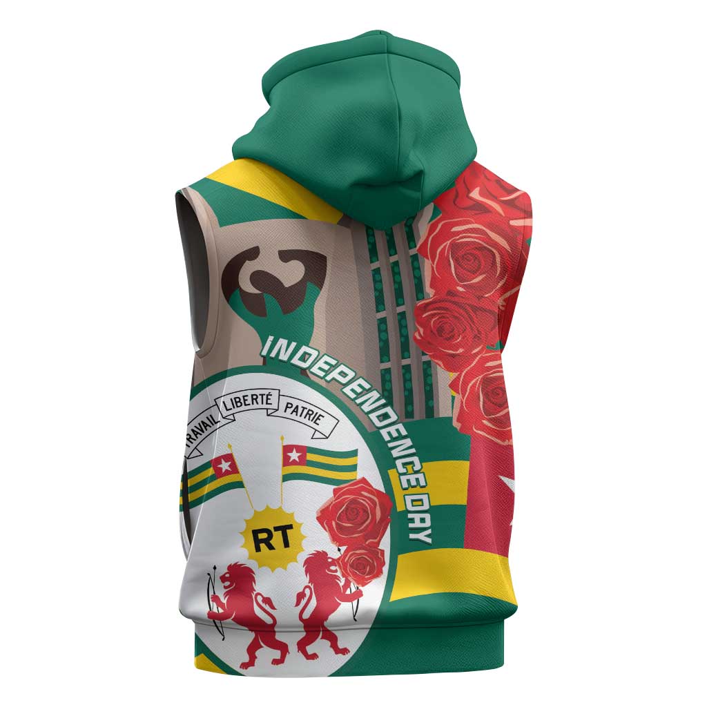 Republique Togolaise Monument de l'Independance Sleeveless Zip Hoodie African Pinkish Rose Coat Of Arms - African Pride