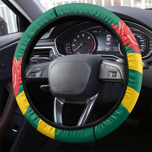 Republique Togolaise Monument de l'Independance Steering Wheel Cover African Pinkish Rose Coat Of Arms