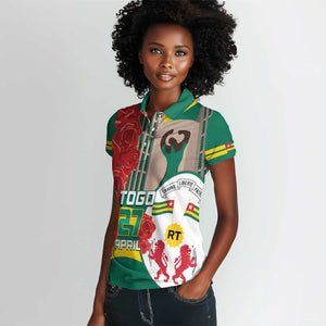 Republique Togolaise Monument de l'Independance Women Polo Shirt African Pinkish Rose Coat Of Arms