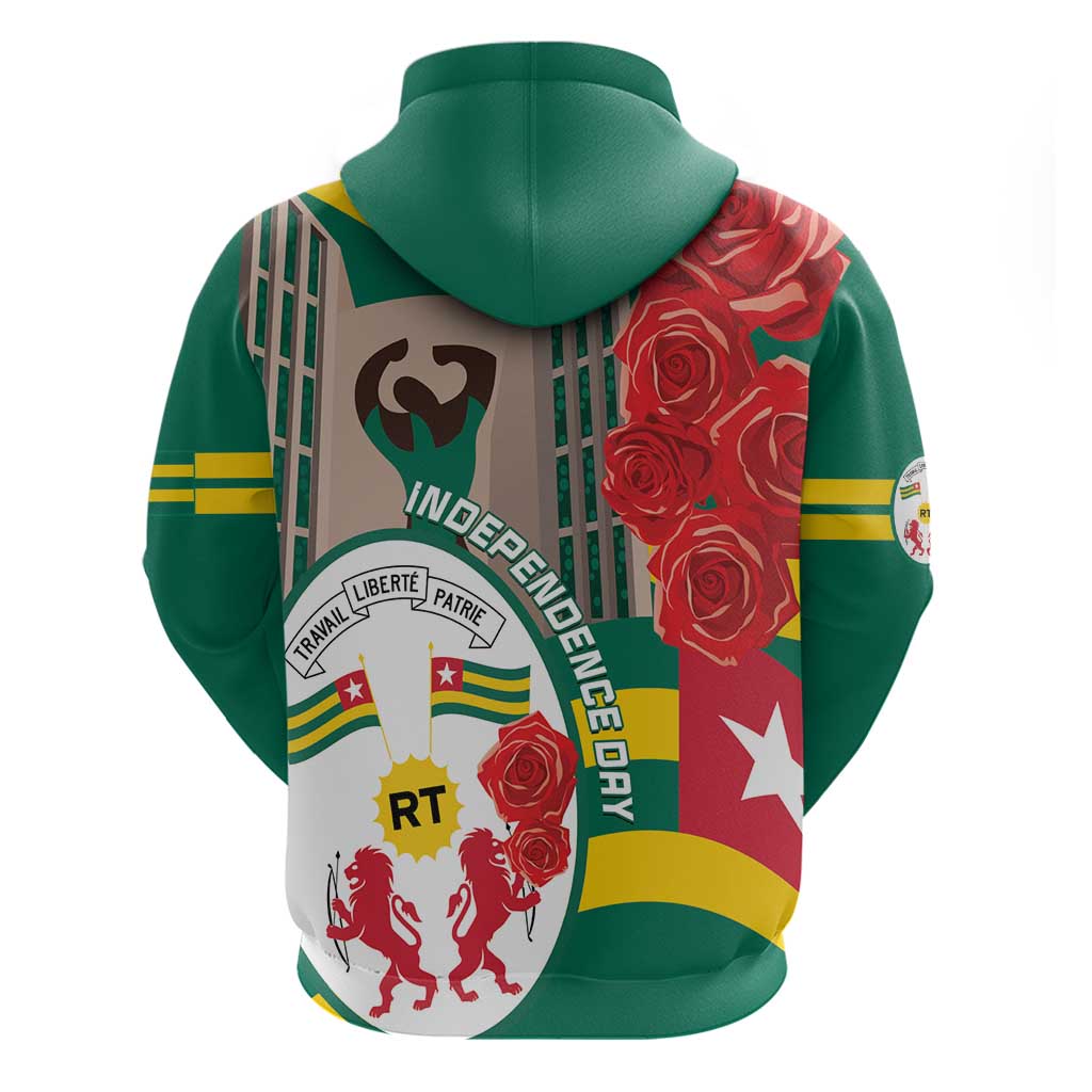 Republique Togolaise Monument de l'Independance Zip Hoodie African Pinkish Rose Coat Of Arms